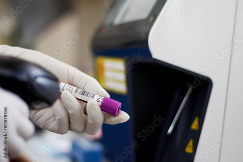 Scientists tested with automated hematology analysis in laboratory