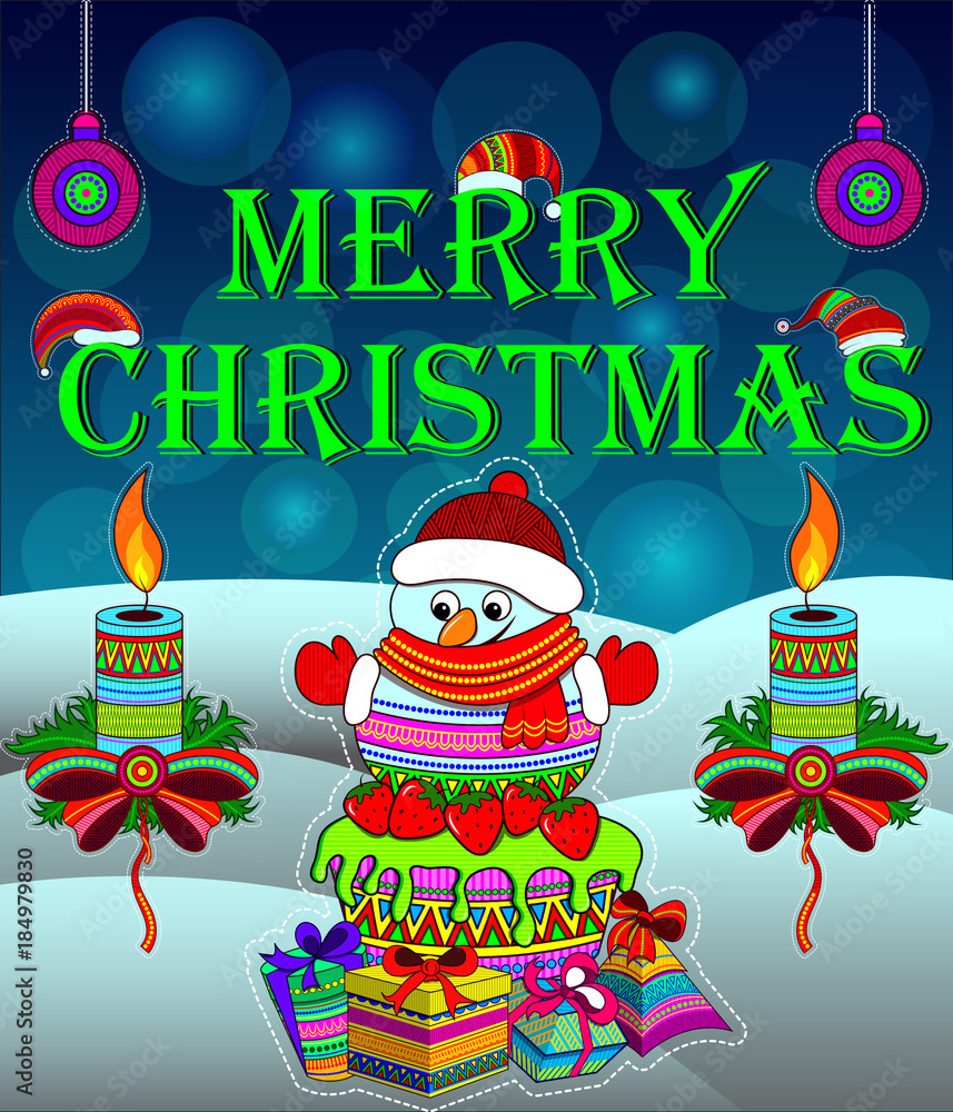 Naklejka premium happy merry Christmas posters banners designs for Christmas