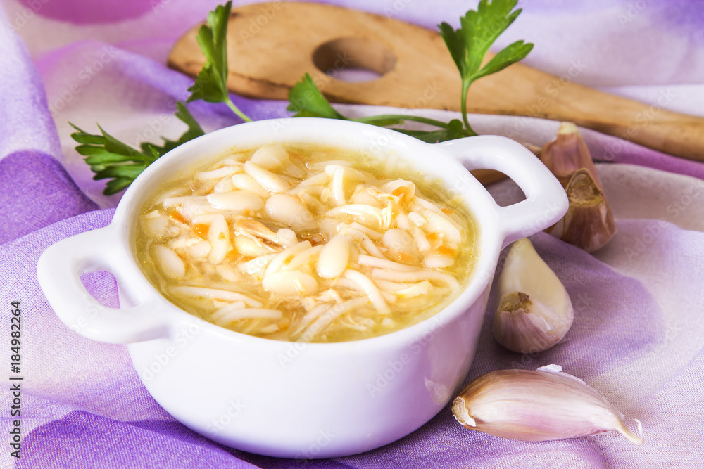 garlic soup with noodles and chicken garlic soup with noodles and chicken