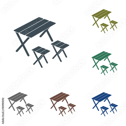 Camping table and stool icon