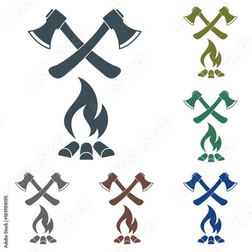 The ax and campfire icon