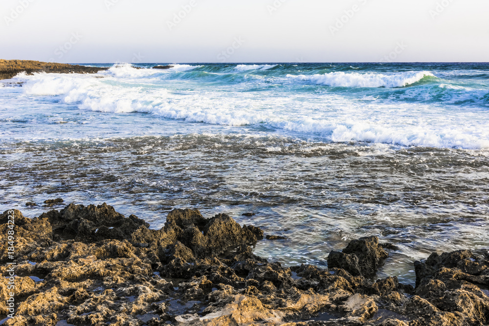 Waves and rocky shore