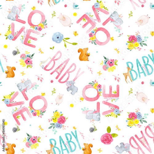 Watercolor baby pattern