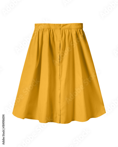 Orange summer skirt with buttons isolated on white