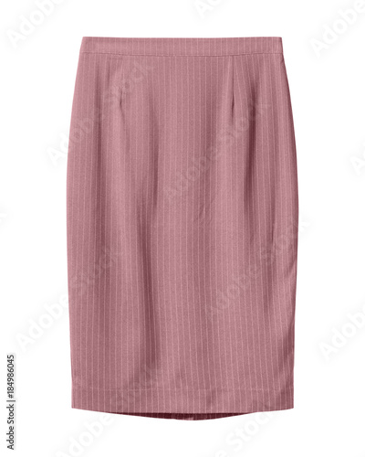 Pale rose pink elegant stripped pencil skirt isolated on white