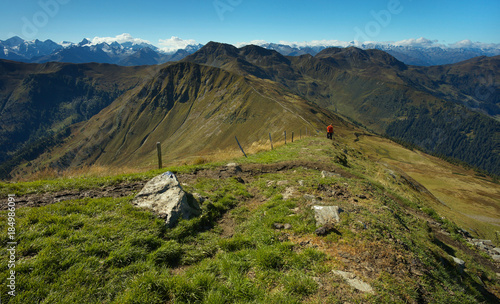 Way under Stemmerkogel with Hohe Tauern on backround, Austria
