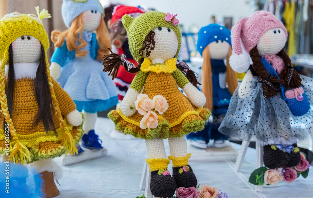 Funny handmade dolls for sale at handicraft market
