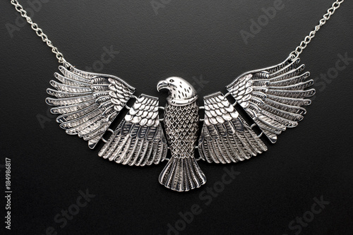 silver necklace eagle on a ...