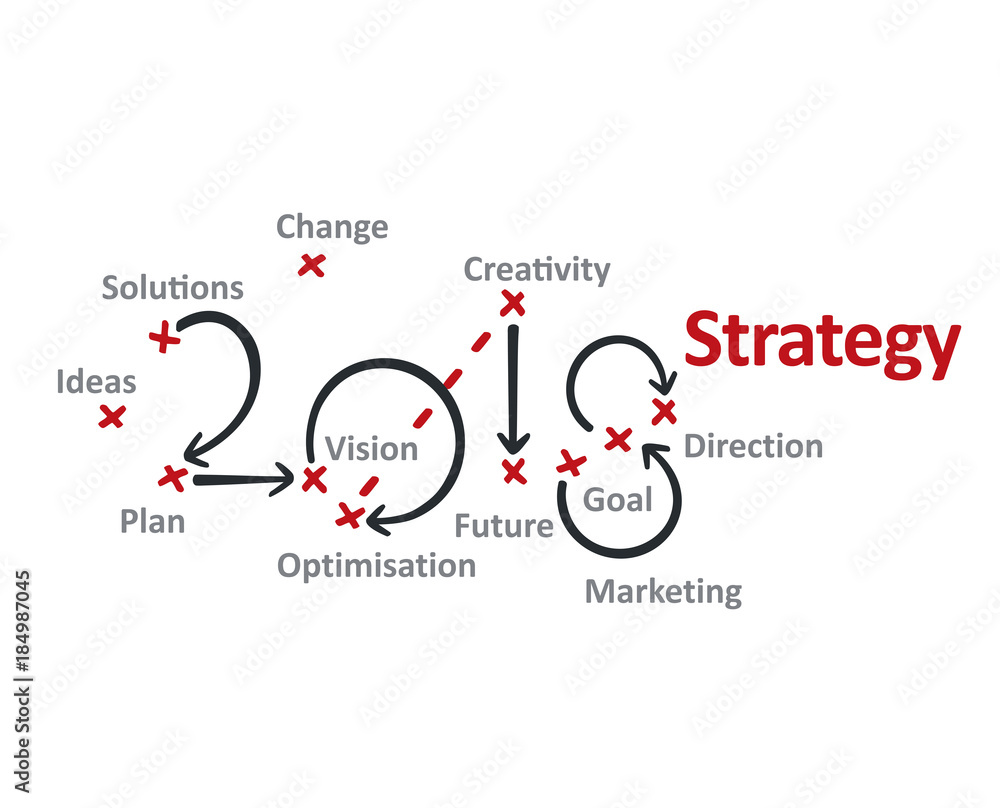 Strategy 2018 red marks white background vector Strategy 2018 red marks white background vector