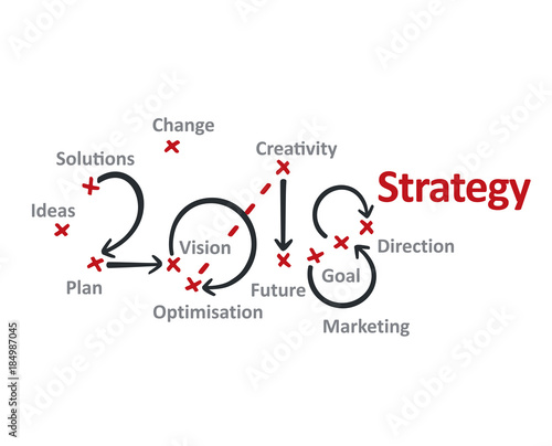 Strategy 2018 red marks white background vector