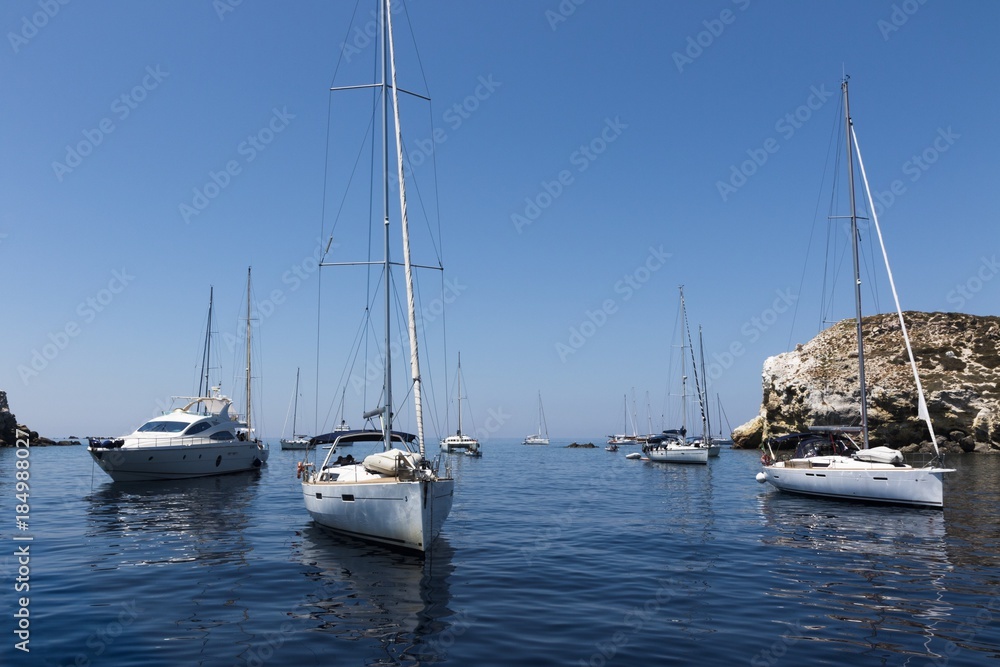 Anchorage at Lisca Bianca, Eolian islands, Italy Anchorage at Lisca Bianca, Eolian islands, Italy