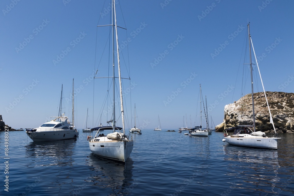 Anchorage at Lisca Bianca, Eolian islands, Italy