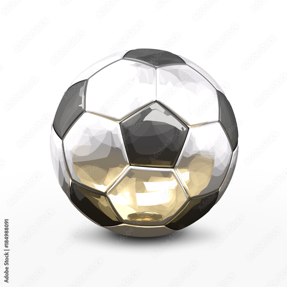 Naklejka premium soccer football ball 3d rendering in silver
