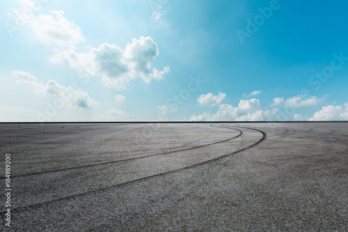 International circuit asphalt road ground under the blue sky