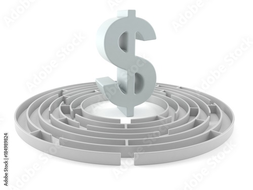 Obraz na płótnie Dollar currency symbol with maze