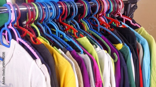 Multicolor clothes hanging