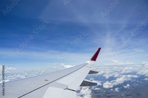 Cloud , Sky and .aircraft Wing From the air-plane window