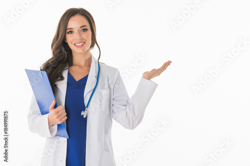 Female doctor showing something