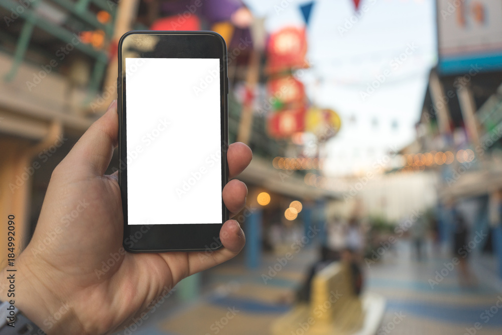 hand on smartphone Concept travel on vacation hand on smartphone Concept travel on vacation