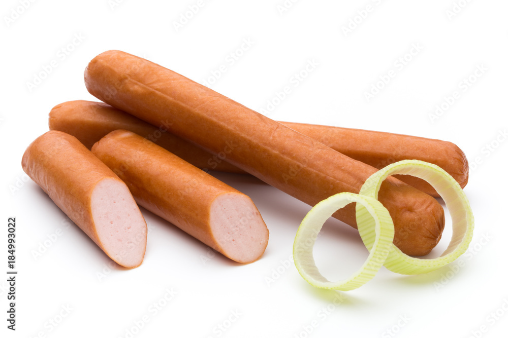 Fresh sausage isolated over white background. Fresh sausage isolated over white background.