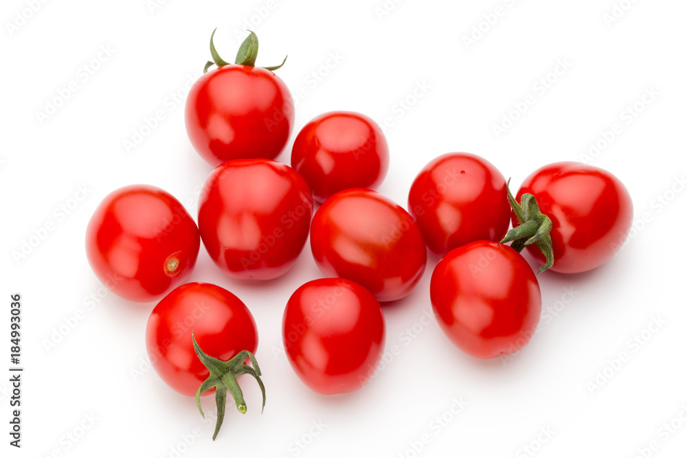 Plum tomatoes isolated on white background. Top view