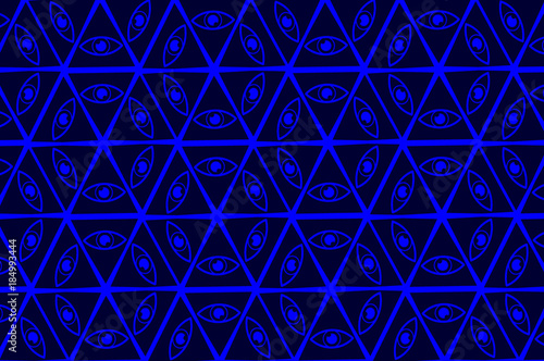  All Seeing Eye of God - blue - vector pattern, Mason symbols, Eye of Providence, 