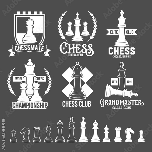 Set of chess labels, badges and design elements