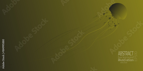 Mechanical artificial intelligence jellyfish for background, vector clipart