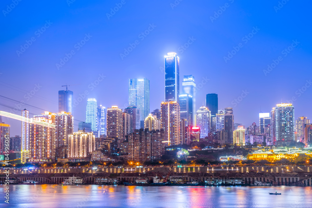 Naklejka premium City architecture view, night view and skyline