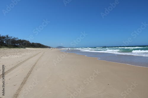 Sandy beach of Sunshine Coast in summer in Queensland  Australia 