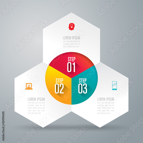 Infographics design vector and business icons with 3 options.