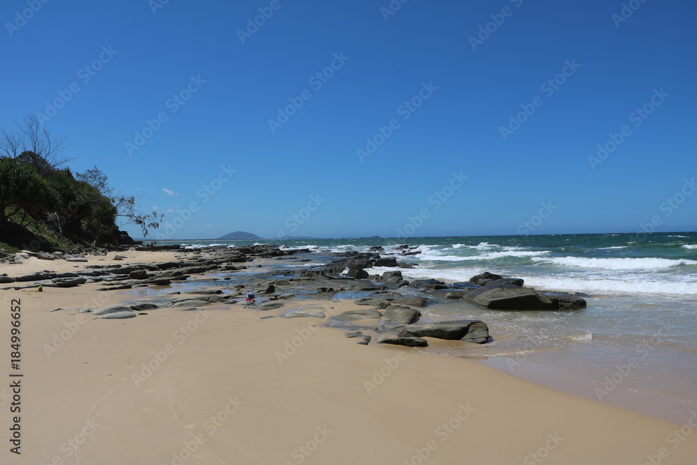 Sandy beach of Sunshine Coast in summer in Queensland, Australia Sandy beach of Sunshine Coast in summer in Queensland, Australia