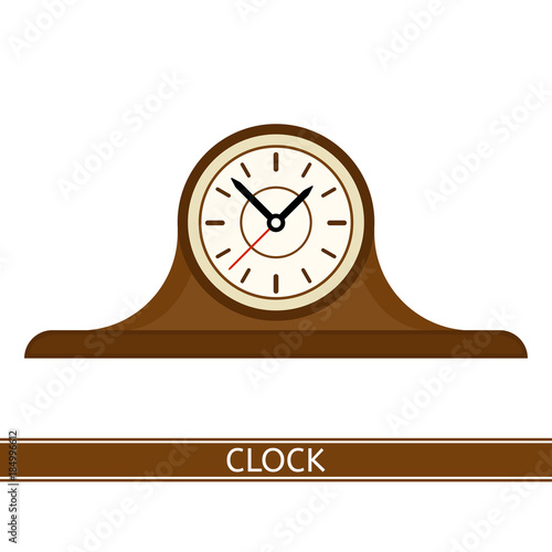 Vector illustration of old mantel clock isolated on white background.