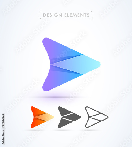Free Download Vector abstract navigation arrow map logo elements. Origami, material design, flat, line style. Travel icon set - GFXLoad