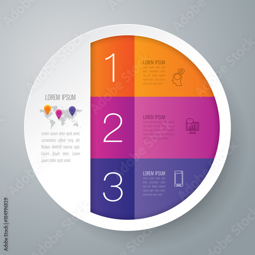 Infographics design vector and business icons with 3 options.