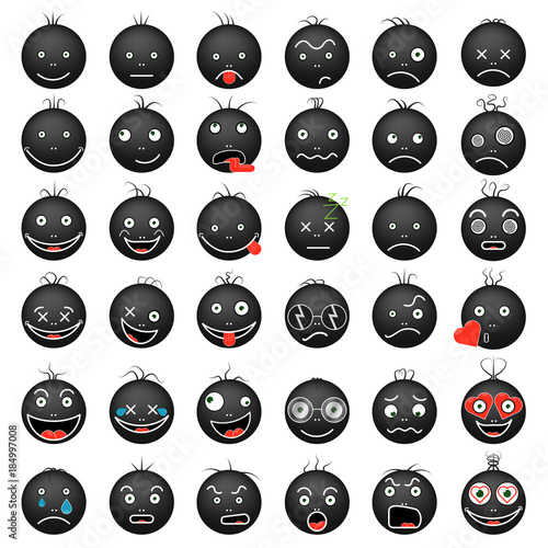 Smileys funny funny black vector EPS set 10