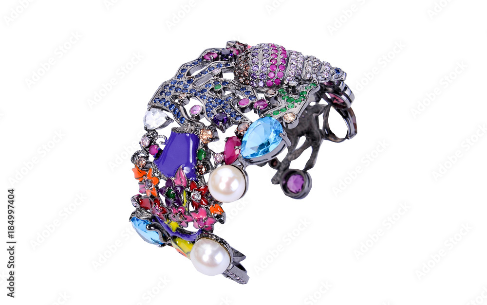 gem stone and Jewelry bracelet isolated on white background gem stone and Jewelry bracelet isolated on white background