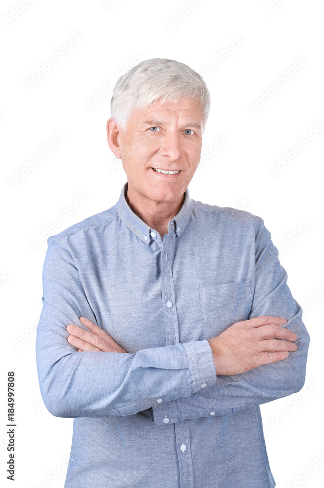 Portrait of mature man on white background Portrait of mature man on white background