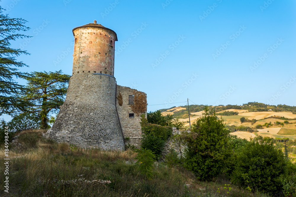 Italian contryside with old medieval ruins and panoramic view