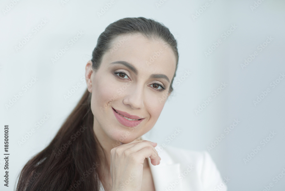 closeup portrait of a dreaming business woman closeup portrait of a dreaming business woman