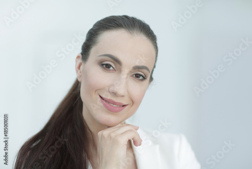 closeup portrait of a dreaming business woman