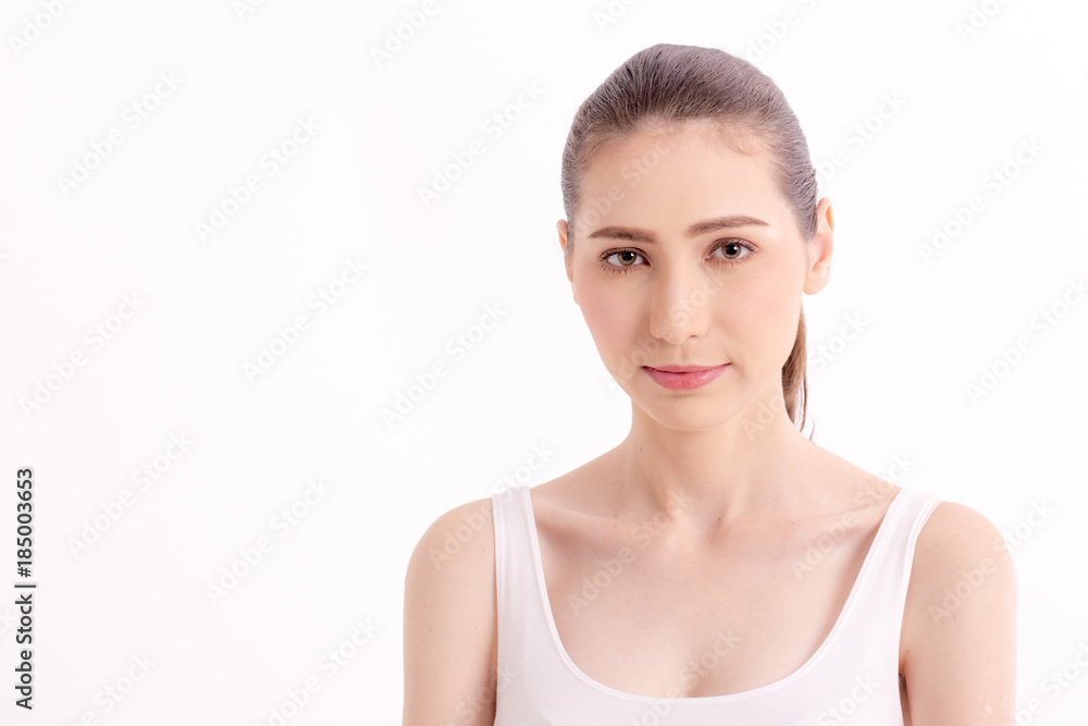 Beautiful Woman Face Portrait Beauty with maleup concept. Fashion Beauty Model isolated on white, 20s year old. Beautiful Woman Face Portrait Beauty with maleup concept. Fashion Beauty Model isolated on white, 20s year old.