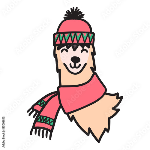 Vector illustration. Cute character lama