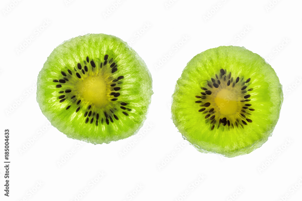 Slice of fresh kiwi fruit isolated on white background Slice of fresh kiwi fruit isolated on white background