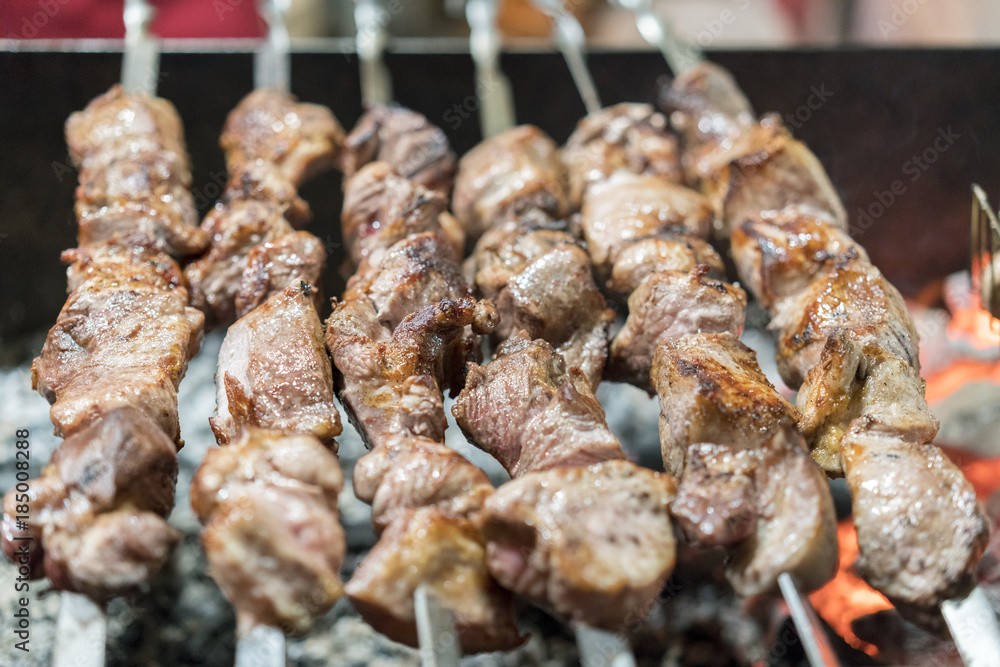 Street food meat, shish kebab