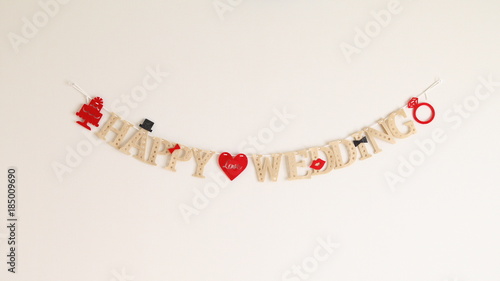Handmade Garland for Party with words : HAPPY WEDDING