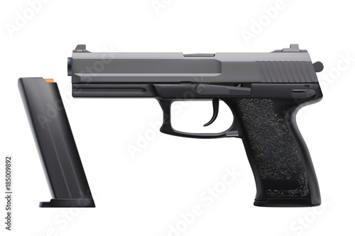 realistic handgun on white