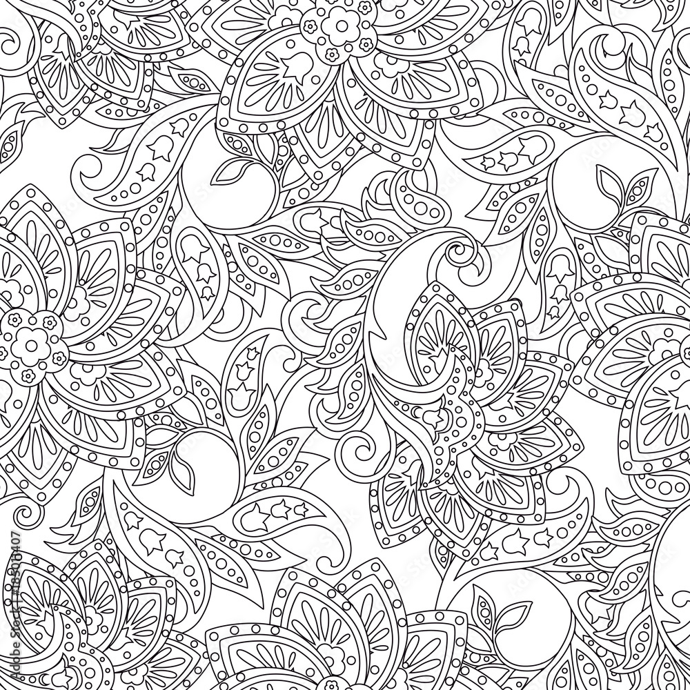 Floral seamless pattern Vector illustration in asian textile style