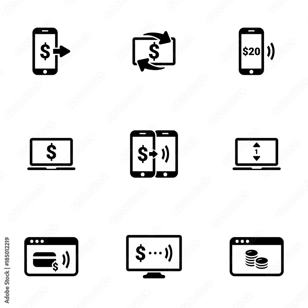 Set of simple icons on a theme Mobile payment, vector, design, collection, flat, sign, symbol,element, object, illustration, isolated. White background Set of simple icons on a theme Mobile payment, vector, design, collection, flat, sign, symbol,element, object, illustration, isolated. White background