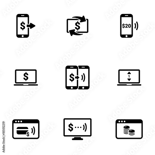 Set of simple icons on a theme Mobile payment, vector, design, collection, flat, sign, symbol,element, object, illustration, isolated. White background © dima040293
